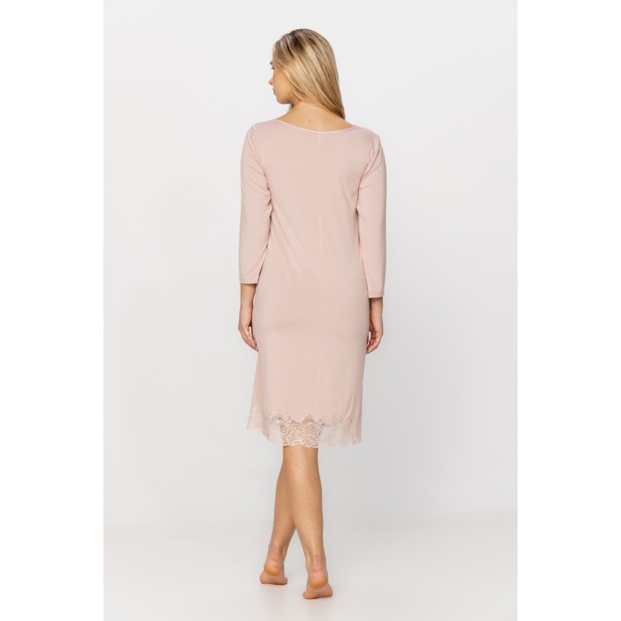 Camisón largo micromodal rosa corte amplio lateral